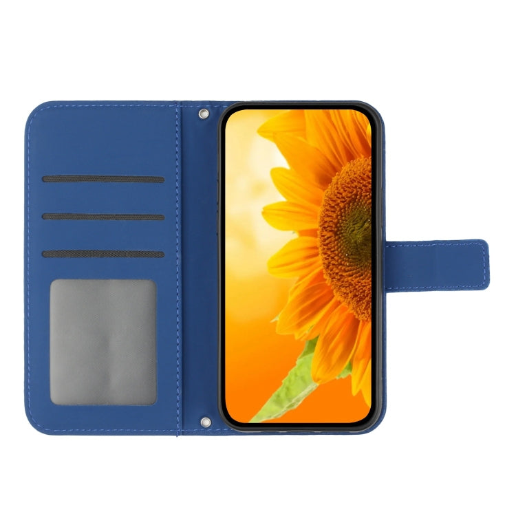 For Xiaomi 13T / 13T Pro Skin Feel Sun Flower Embossed Flip Leather Phone Case with Lanyard(Dark Blue) - Xiaomi Cases by buy2fix | Online Shopping UK | buy2fix