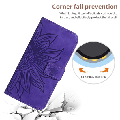 For Xiaomi 14 Pro Skin Feel Sun Flower Embossed Flip Leather Phone Case with Lanyard(Dark Purple) - 14 Pro Cases by buy2fix | Online Shopping UK | buy2fix