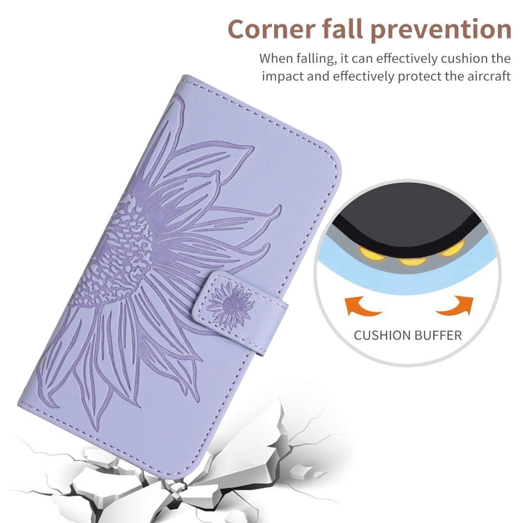 For Xiaomi Redmi Note 13 Pro 4G Global Skin Feel Sun Flower Embossed Flip Leather Phone Case with Lanyard(Purple) - Note 13 Pro Cases by buy2fix | Online Shopping UK | buy2fix