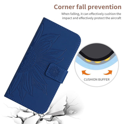 For Xiaomi 14 Ultra Skin Feel Sun Flower Embossed Flip Leather Phone Case with Lanyard(Dark Blue) - 14 Ultra Cases by buy2fix | Online Shopping UK | buy2fix