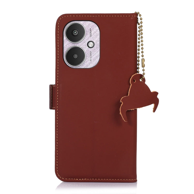 For Xiaomi Redmi 13C 4G / 13C 5G / POCO C65 Genuine Leather Magnetic RFID Leather Phone Case(Coffee) - 13C Cases by buy2fix | Online Shopping UK | buy2fix