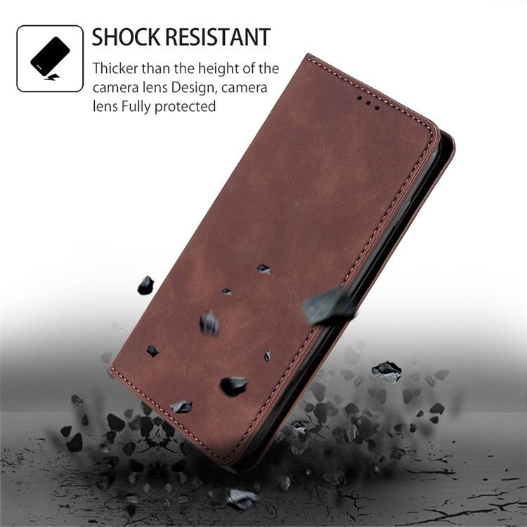 For Xiaomi Redmi Turbo 3 5G Skin Feel Magnetic Leather Phone Case(Dark Brown) - 13 Ultra Cases by buy2fix | Online Shopping UK | buy2fix