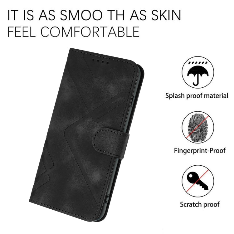 For Google Pixel 9 Pro Line Pattern Skin Feel Leather Phone Case(Black) - Google Cases by buy2fix | Online Shopping UK | buy2fix