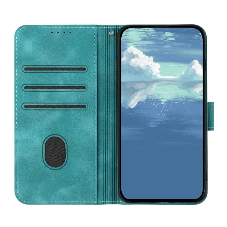 For Google Pixel 9 Pro Line Pattern Skin Feel Leather Phone Case(Light Blue) - Google Cases by buy2fix | Online Shopping UK | buy2fix