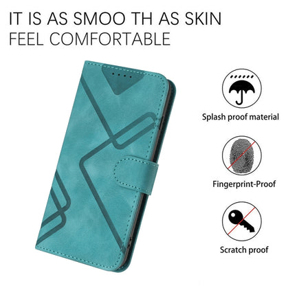 For OnePlus 11 Line Pattern Skin Feel Leather Phone Case(Light Blue) - OnePlus Cases by buy2fix | Online Shopping UK | buy2fix