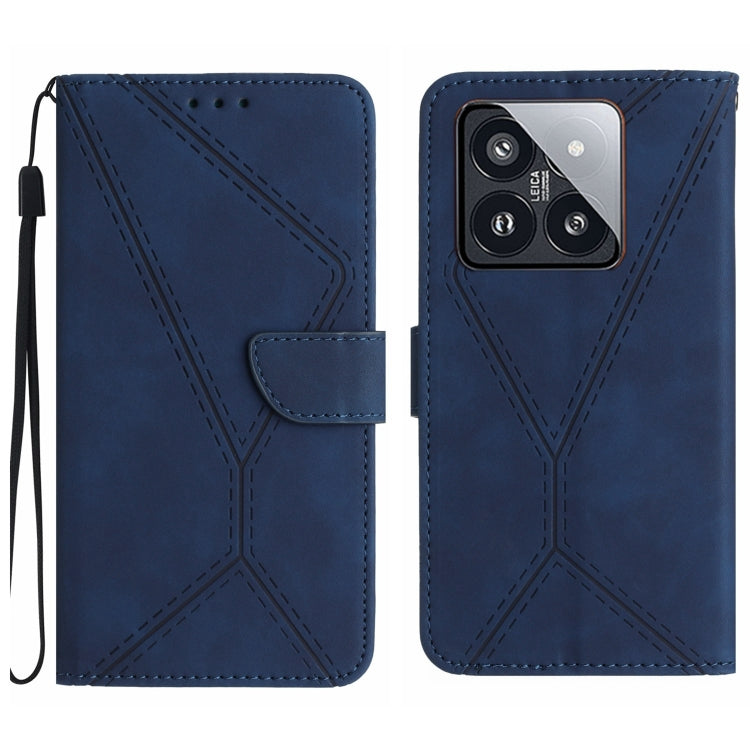 For Xiaomi 14 Pro Stitching Embossed Leather Phone Case(Blue) - 14 Pro Cases by buy2fix | Online Shopping UK | buy2fix