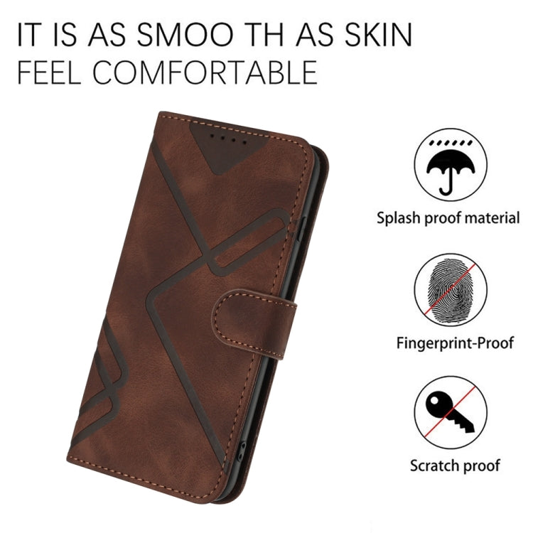 For Motorola Edge 5G 2024 Line Pattern Skin Feel Leather Phone Case(Coffee) - Motorola Cases by buy2fix | Online Shopping UK | buy2fix