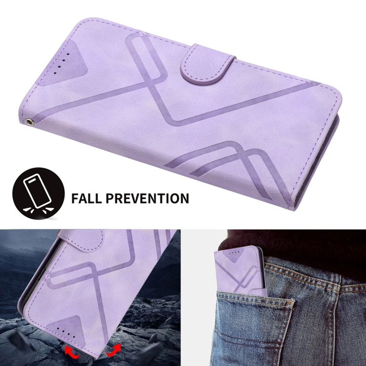 For Motorola Moto G Stylus 5G 2024 Line Pattern Skin Feel Leather Phone Case(Light Purple) - Motorola Cases by buy2fix | Online Shopping UK | buy2fix