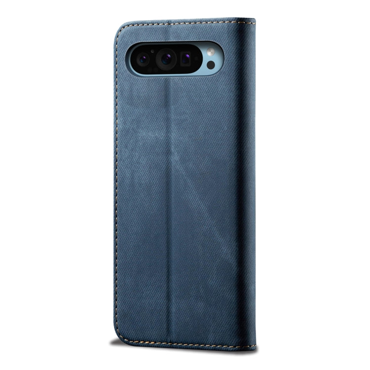 For Google Pixel 9 / 9 Pro Denim Texture Casual Style Horizontal Flip Leather Case(Blue) - Google Cases by buy2fix | Online Shopping UK | buy2fix