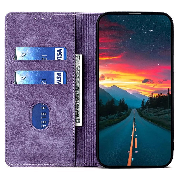 For Xiaomi 14 Ultra 5G RFID Anti-theft Brush Magnetic Leather Phone Case(Purple) - 14 Ultra Cases by buy2fix | Online Shopping UK | buy2fix