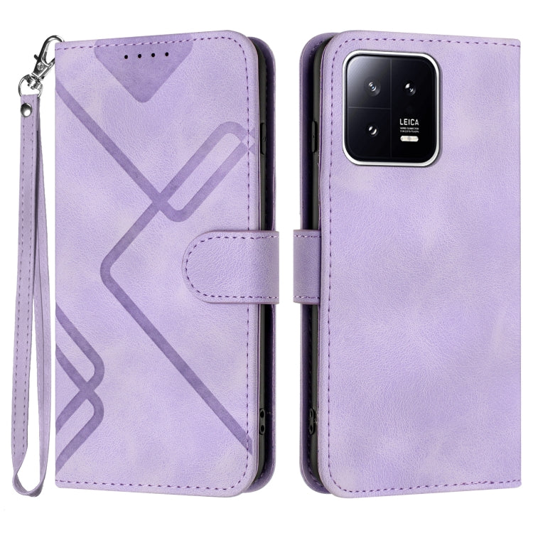 For Xiaomi 13 Line Pattern Skin Feel Leather Phone Case(Light Purple) - 13 Cases by buy2fix | Online Shopping UK | buy2fix