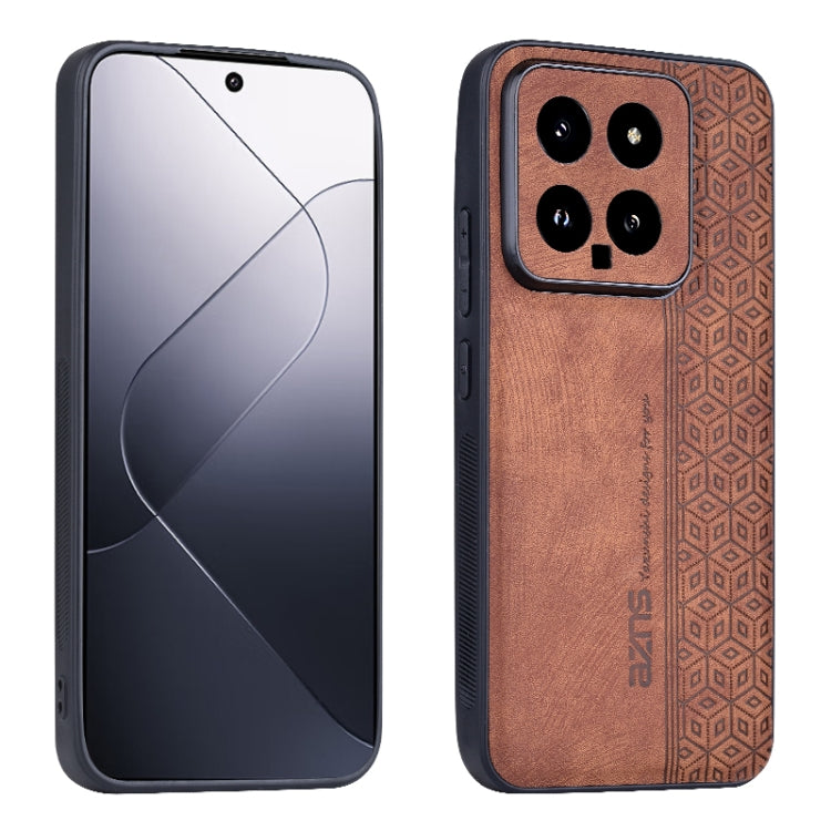 For Xiaomi 14 AZNS 3D Embossed Skin Feel Phone Case(Brown) - 14 Cases by AZNS | Online Shopping UK | buy2fix