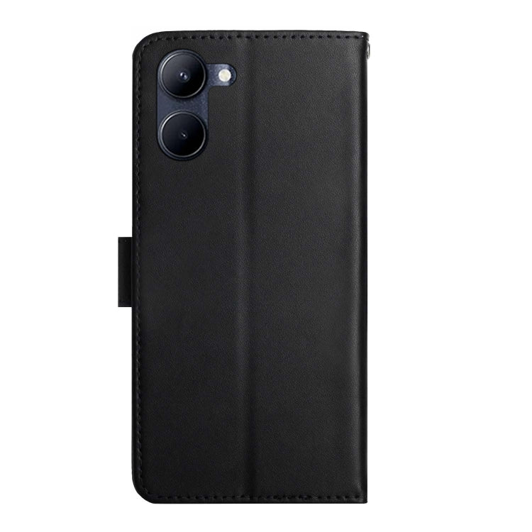 For vivo Y03 4G Genuine Leather Fingerprint-proof Flip Phone Case(Black) - vivo Cases by buy2fix | Online Shopping UK | buy2fix