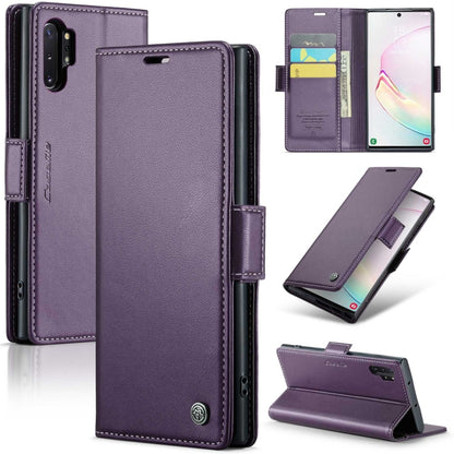 For Samsung Galaxy Note10+ CaseMe 023 Butterfly Buckle Litchi Texture RFID Anti-theft Leather Phone Case(Pearly Purple) - Galaxy Phone Cases by CaseMe | Online Shopping UK | buy2fix