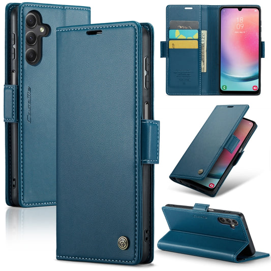 For Samsung Galaxy A24 4G CaseMe 023 Butterfly Buckle Litchi Texture RFID Anti-theft Leather Phone Case(Blue) - Galaxy Phone Cases by CaseMe | Online Shopping UK | buy2fix