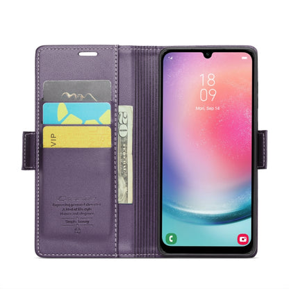 For Samsung Galaxy A24 4G CaseMe 023 Butterfly Buckle Litchi Texture RFID Anti-theft Leather Phone Case(Pearly Purple) - Galaxy Phone Cases by CaseMe | Online Shopping UK | buy2fix