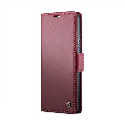 For Xiaomi Redmi Note 13 4G CaseMe 023 Butterfly Buckle Litchi Texture RFID Anti-theft Leather Phone Case(Wine Red) - Xiaomi Cases by CaseMe | Online Shopping UK | buy2fix