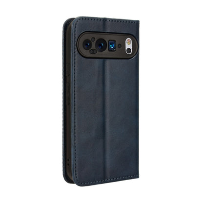 For Google Pixel 9 Pro Magnetic Buckle Retro Texture Leather Phone Case(Blue) - Google Cases by buy2fix | Online Shopping UK | buy2fix