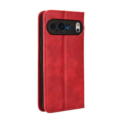 For Google Pixel 9 Magnetic Buckle Retro Texture Leather Phone Case(Red) - Google Cases by buy2fix | Online Shopping UK | buy2fix