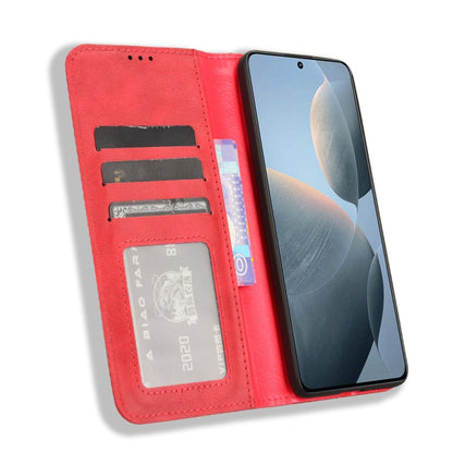 For Xiaomi Redmi K70 / K70 Pro Magnetic Buckle Retro Texture Leather Phone Case(Red) - K70 Pro Cases by buy2fix | Online Shopping UK | buy2fix