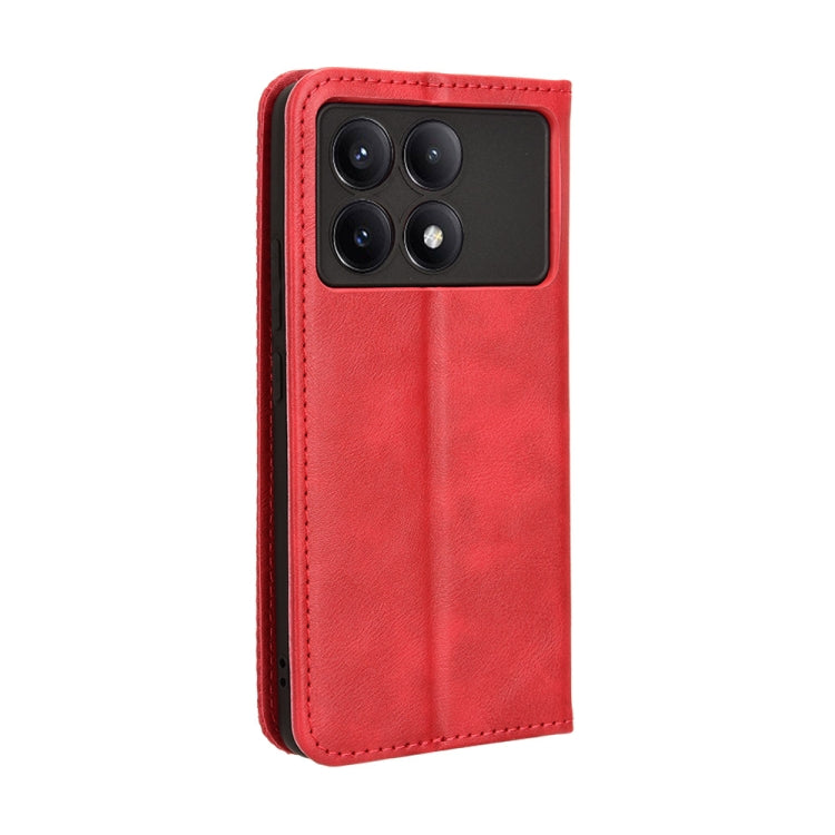 For Xiaomi Redmi K70E / Poco X6 Pro Magnetic Buckle Retro Texture Leather Phone Case(Red) - K70E Cases by buy2fix | Online Shopping UK | buy2fix