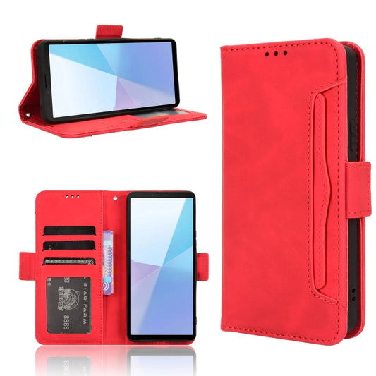 For Sony Xperia 10 VI 2024 Skin Feel Calf Texture Card Slots Leather Phone Case(Red) - Sony Cases by buy2fix | Online Shopping UK | buy2fix