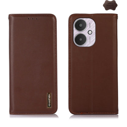 For Xiaomi Redmi 13C 4G/5G/Poco C65/Poco M6 KHAZNEH Nappa Top Layer Cowhide Leather Phone Case(Brown) - 13C Cases by buy2fix | Online Shopping UK | buy2fix