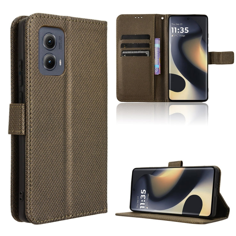 For Motorola Edge 2024 5G Diamond Texture Leather Phone Case(Brown) - Motorola Cases by buy2fix | Online Shopping UK | buy2fix