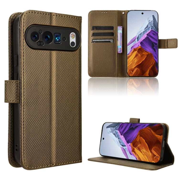 For Google Pixel 9 Pro Diamond Texture Leather Phone Case(Brown) - Google Cases by buy2fix | Online Shopping UK | buy2fix