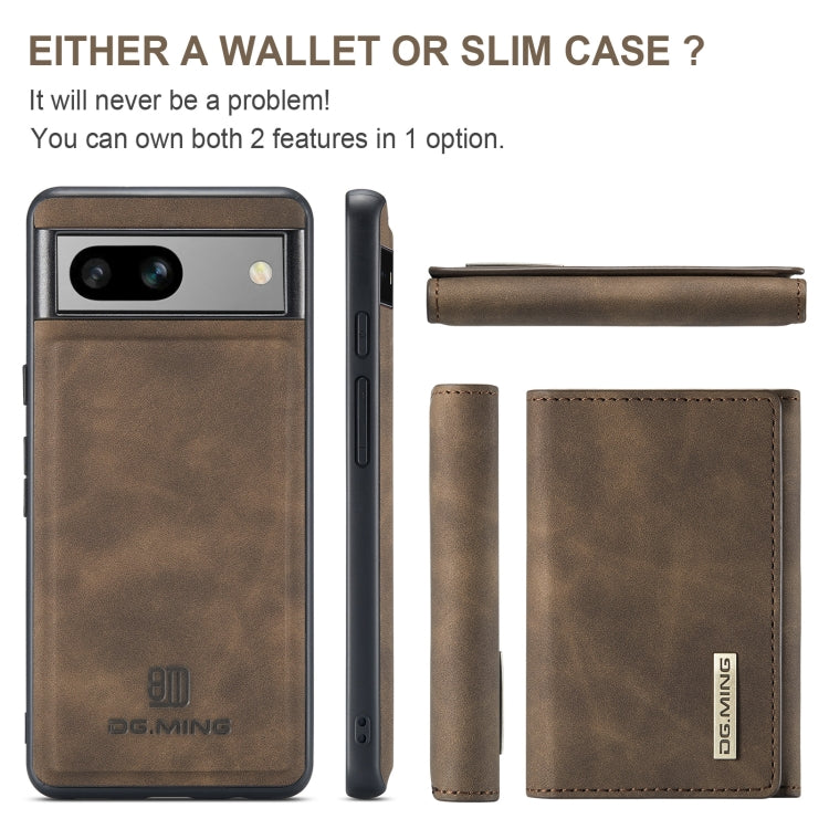 For Google Pixel 7A DG.MING M1 Series 3-Fold Multi Card Wallet + Magnetic Phone Case(Coffee) - Google Cases by DG.MING | Online Shopping UK | buy2fix