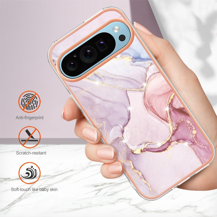 For Google Pixel 9 Pro XL Electroplating Marble Dual-side IMD Phone Case(Rose Gold 005) - Google Cases by buy2fix | Online Shopping UK | buy2fix