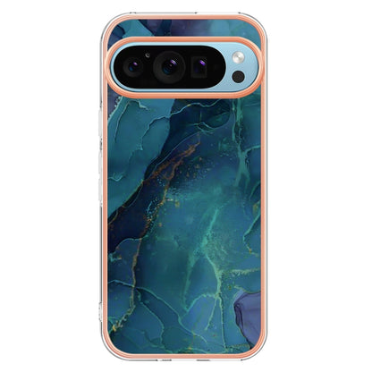 For Google Pixel 9 Pro XL Electroplating Marble Dual-side IMD Phone Case(Green 017) - Google Cases by buy2fix | Online Shopping UK | buy2fix