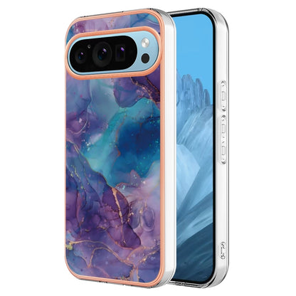 For Google Pixel 9 Pro XL Electroplating Marble Dual-side IMD Phone Case(Purple 016) - Google Cases by buy2fix | Online Shopping UK | buy2fix