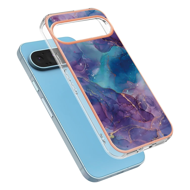 For Google Pixel 9 Pro XL Electroplating Marble Dual-side IMD Phone Case(Purple 016) - Google Cases by buy2fix | Online Shopping UK | buy2fix