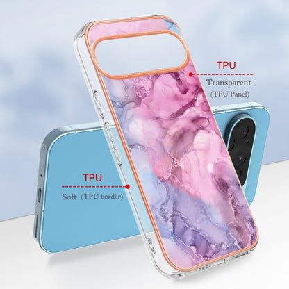 For Google Pixel 9 Pro XL Electroplating Marble Dual-side IMD Phone Case(Pink 013) - Google Cases by buy2fix | Online Shopping UK | buy2fix