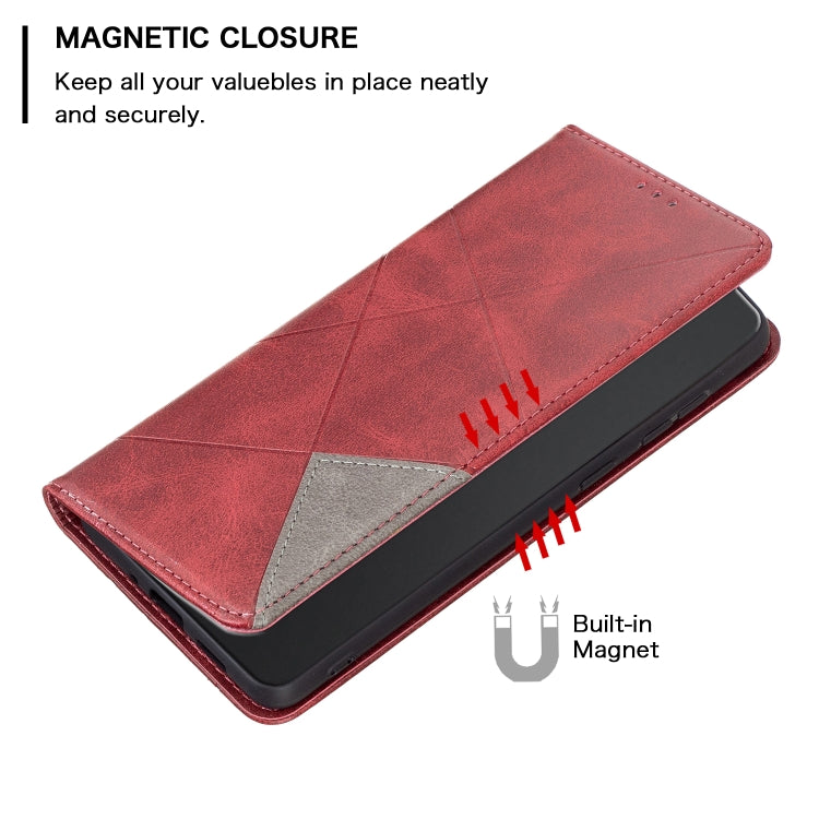 For Xiaomi Redmi Note 12S 4G / Note 11  Rhombus Texture Magnetic Leather Phone Case(Red) - Xiaomi Cases by buy2fix | Online Shopping UK | buy2fix