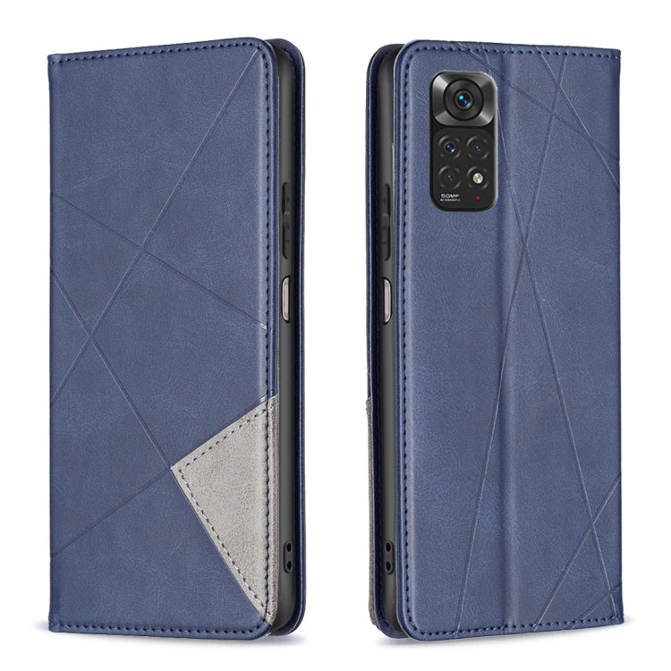 For Xiaomi Redmi Note 12S 4G / Note 11  Rhombus Texture Magnetic Leather Phone Case(Blue) - Xiaomi Cases by buy2fix | Online Shopping UK | buy2fix