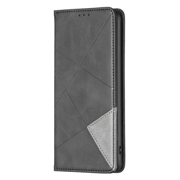 For Xiaomi Poco F5 5G / Redmi Note 12 Turbo Rhombus Texture Magnetic Leather Phone Case(Black) - Xiaomi Cases by buy2fix | Online Shopping UK | buy2fix