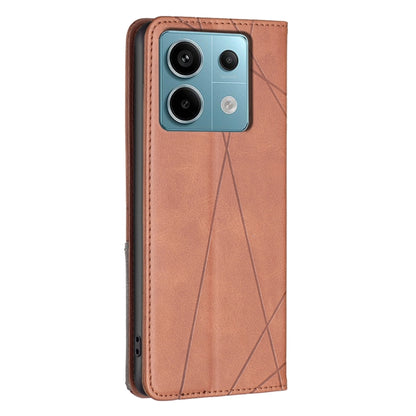 For Xiaomi Redmi Note 13 Pro 5G Rhombus Texture Magnetic Leather Phone Case(Brown) - Xiaomi Cases by buy2fix | Online Shopping UK | buy2fix