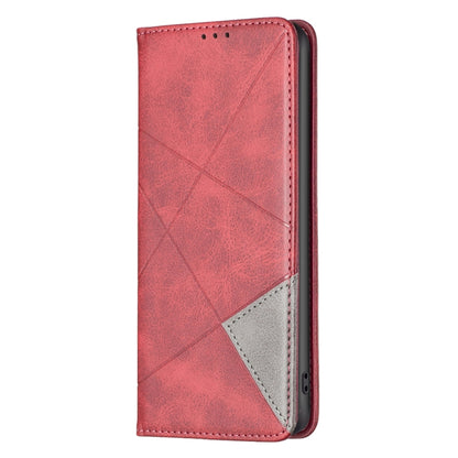 For Xiaomi Redmi 13C Rhombus Texture Magnetic Leather Phone Case(Red) - 13C Cases by buy2fix | Online Shopping UK | buy2fix