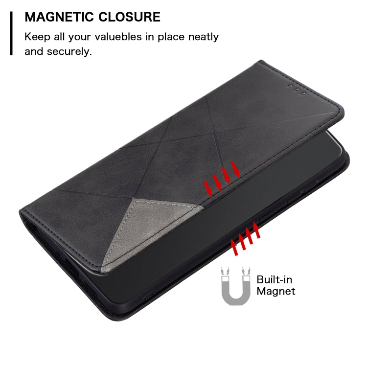 For Xiaomi Redmi A3 Rhombus Texture Magnetic Leather Phone Case(Black) - Xiaomi Cases by buy2fix | Online Shopping UK | buy2fix