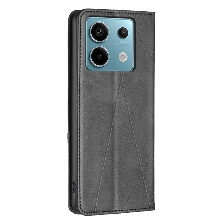 For Xiaomi Poco M6 Pro 4G Rhombus Texture Magnetic Leather Phone Case(Black) - Xiaomi Cases by buy2fix | Online Shopping UK | buy2fix