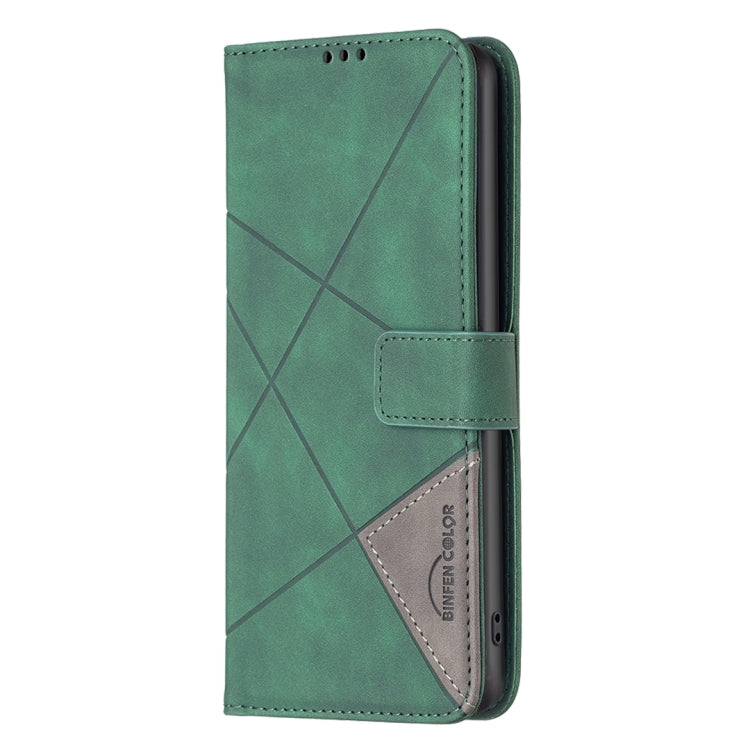 For Google Pixel 9 Magnetic Buckle Rhombus Texture Leather Phone Case(Green) - Google Cases by buy2fix | Online Shopping UK | buy2fix