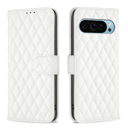 For Google Pixel 9 Diamond Lattice Wallet Leather Flip Phone Case(White) - Google Cases by buy2fix | Online Shopping UK | buy2fix