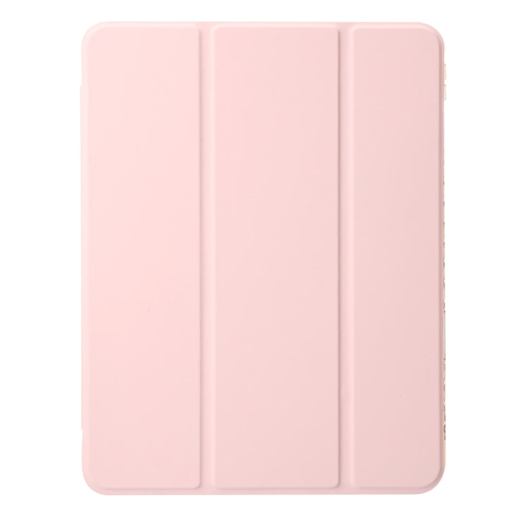 For iPad Pro 11 2024 Clear Acrylic 3-Fold Leather Tablet Case(Pink) - iPad Pro 11 2024 Cases by buy2fix | Online Shopping UK | buy2fix