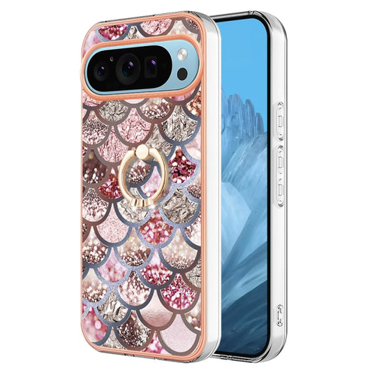 For Google Pixel 9 Pro XL Electroplating IMD TPU Phone Case with Ring(Pink Scales) - Google Cases by buy2fix | Online Shopping UK | buy2fix