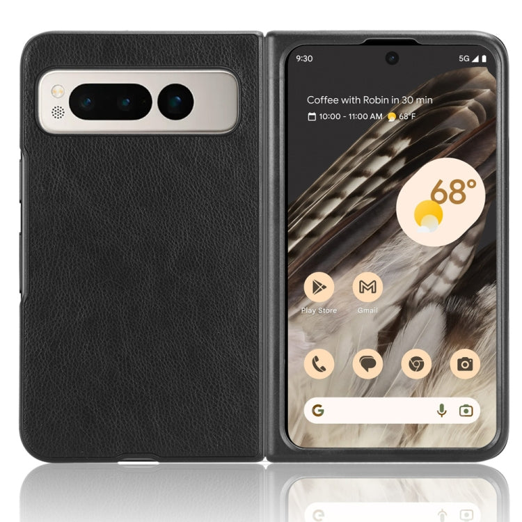 For Google Pixel Fold Litchi Texture Back Cover Phone Case(Black) - Google Cases by buy2fix | Online Shopping UK | buy2fix