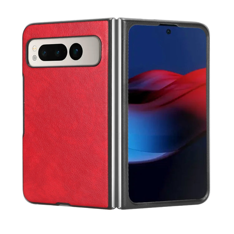 For Google Pixel Fold Litchi Texture Back Cover Phone Case(Red) - Google Cases by buy2fix | Online Shopping UK | buy2fix