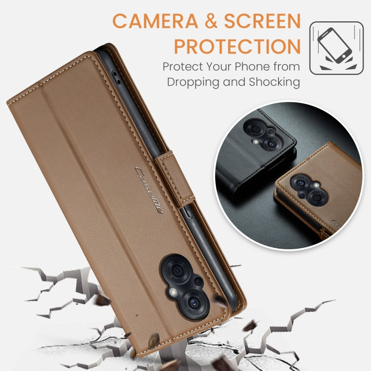 For OPPO Reno7 Z Global/Reno7 Lite Global CaseMe 023 Butterfly Buckle Litchi Texture RFID Anti-theft Leather Phone Case(Brown) - OPPO Cases by CaseMe | Online Shopping UK | buy2fix