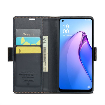 For OPPO Reno8 Lite Global CaseMe 023 Butterfly Buckle Litchi Texture RFID Anti-theft Leather Phone Case(Black) - OPPO Cases by CaseMe | Online Shopping UK | buy2fix